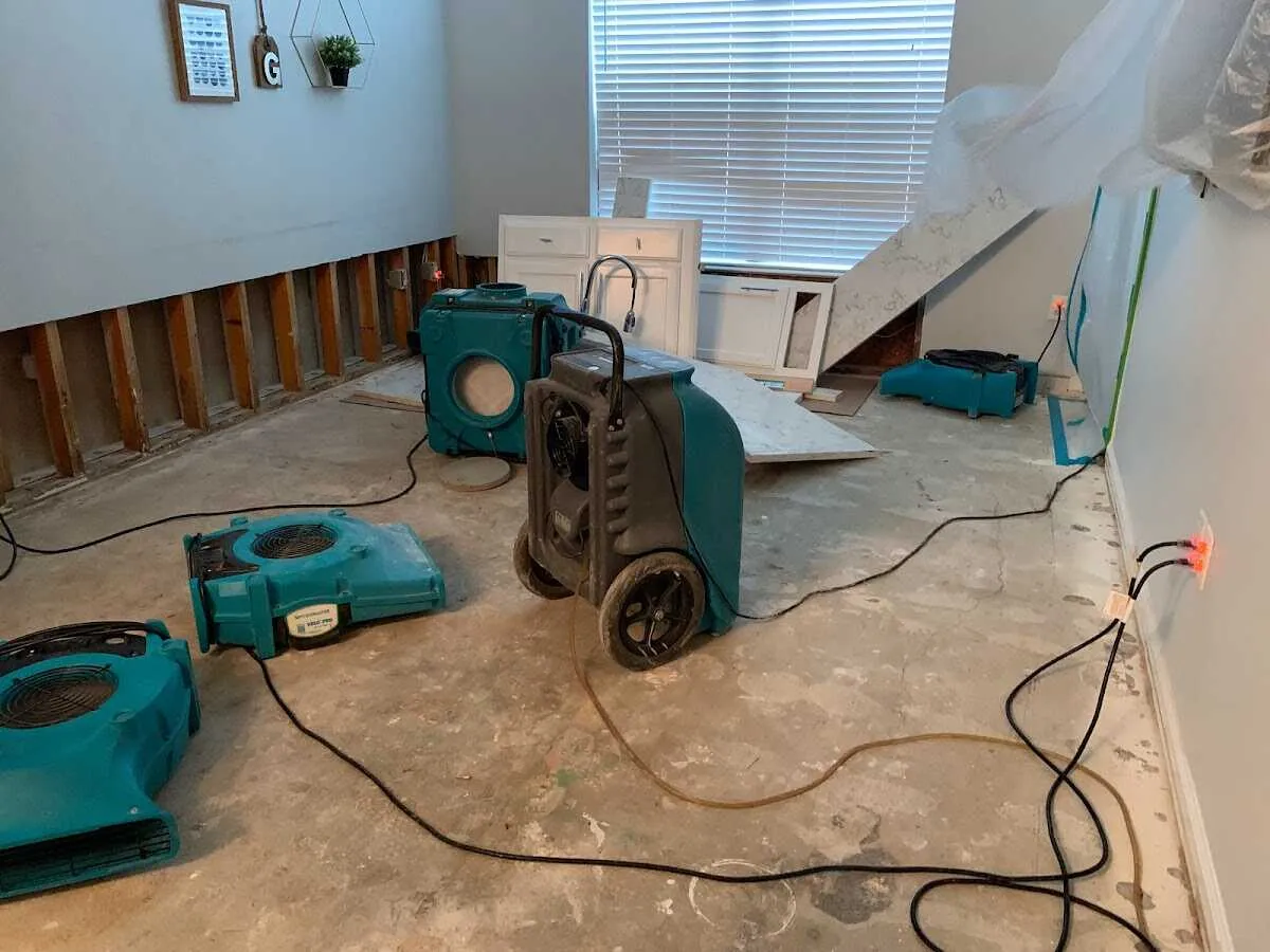 Dehumidifier in flood-cut room for Water Damage Restoration in West Chester